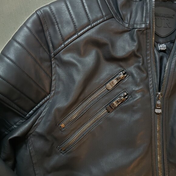 Urban Republic Boy's Black Faux Leather Moto Jacket - Size XL 18/20 - Picture 4 of 8